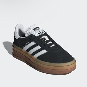 Adidas Gazelle Black & White Low-Top Sneakers with Gum Sole